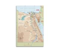 JIYAYCU Poster decorativo su tela con mappa dei paesi dell'Egitto, 50 x 75 cm