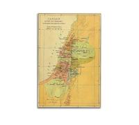 JIYAYCU Poster decorativo su tela con mappa di Canaan dopo la conquista, 50 x 75 cm