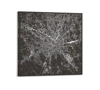 JIYAYCU Poster nero minimalista con mappa Europa Italia Milano pittura decorativa su tela 12 x 12 pollici (30 x 30 cm)