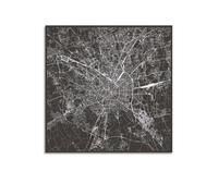 JIYAYCU Poster nero minimalista con mappa Europa Italia Milano pittura decorativa su tela 16 x 16 pollici (40 x 40 cm)
