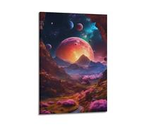 JIYAYCU Poster spaziale colorato con pianeti nel profondo della galassia, pittura decorativa su tela, 60 x 90 cm