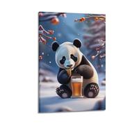 JIYAYCU Poster su tela, motivo: panda curioso che gioca a sollevare, opera d'arte decorativa, 50 x 75 cm