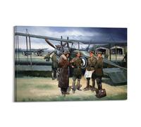 JIYAYCU Poster vintage della prima guerra mondiale con aerei da combattimento R.E.8 The Discussion su tela, 40 x 60 cm