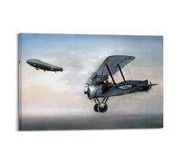 JIYAYCU Poster vintage della prima guerra mondiale da caccia aerei Sopwith Camel And Zeppelin Z-53, decorazione artistica su tela, 40 x 60 cm