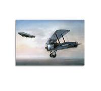JIYAYCU Poster vintage della prima guerra mondiale da caccia aerei Sopwith Camel And Zeppelin Z-53, stampa artistica su tela decorativa, 30 x 45 cm