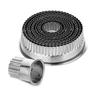 JIYIN 11 pezzi coppapasta tondi, Formine per Biscotti Rotondo Acciaio Inox Stampo Utilizzato per Torte Biscotti e Ciambelle