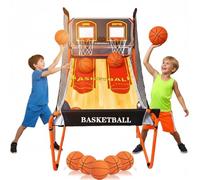 JIYINGHUI Gioco di Basket Arcade Elettronico Pieghevole, Gioco di Basket Arcade Indoor Aggiornato per Bambini E Adulti, con Segnapunti Elettronico, 5 Palloni da Basket E Pompa, Gioco Pop-Up