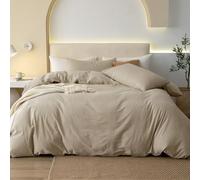 JIYUAN Set copripiumino in 100% cotone lavato, 3 pezzi, per letto matrimoniale, 1 copripiumino da 229 x 228 cm (piumino non incluso) e 2 federe, set di biancheria da letto comodo e traspirante, color