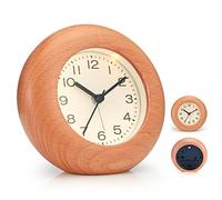 JIYUERLTD Sveglia per camera da letto, sveglia forte da 4 pollici per dormienti pesanti, sveglia decorativa in legno 2023 con cornice in faggio a ciambella (Round)
