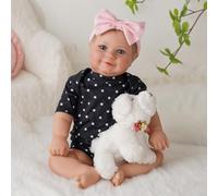JIZHI Bambole Reborn 20 pollici 43 cm Bambola Realistica Neonata Rinato Occhi aperti Corpo in morbido tessuto con Capelli Disegnati a Mano Bambina Snodabile