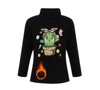 JIZYO Maglietta Termica per Bambine con Collo A Rotolo E Stampa Cartoons Maglietta Termica Inferiore A Maniche Lunghe per Il Freddo Inverno Nero B 12-24 Mesi