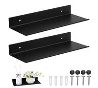 JIZZU 2 Pezzi Mensole Da Muro, Mensola Doccia Senza Foratura Metallico, Porta Bagnoschiuma Da Doccia, Mensola Cucina per Bagno, Soggiorno, Ufficio (Nero)