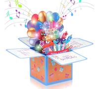 JIZZU Biglietto Auguri Compleanno, Biglietti di Compleanno 3D con Musica e Luci, Spegnere le Candele LED, Per Moglie, Fidanzate, figli,f Moglie, sorelle