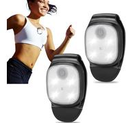 JIZZU Luce per Corsa Notturna,4 Modalità Ultra-luminoso Lampada a LED con Clip, Torcia Frontale LED Ricaricabile USB per Running, Trekking, Bici, Uscite con il Cane, Bambini 2 Pezzi