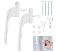 JIZZU Maniglia Finestra Alluminio, 2 Pezzi Bianco Maniglia Porta Finestra con Chiave e Blocco per Finestre, Adatto per Finestre, Balconi e Terrazze