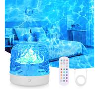 JIZZU Proiettore di luce galassia per camera da letto, 16 colori, lampada a onde dell'oceano con telecomando, proiettore cilindrico ricaricabile per aurora boreale, luce sensoriale onde oceaniche per