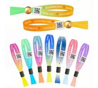 JJ GRADGOWN 1-1000 Pezzi Braccialetti in Tessuto Personalizzati,Testo e Logo Personalizzati, per Festival, Eventi, Feste e Concerti, Club, Bracciali in Tessuto Regolabili (Codice QR)