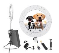JJ JIANJIN Kit di luci ad anello: 45 cm, luce LED dimmerabile 55 W6700 K, supporto treppiede, telecomando, scatola per fotocamera, smartphone, YouTube, TikTok, scatto autoritratto, CRI95, bianco