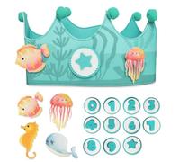 JJ LMS Corona compleanno 1 anno - corona primo compleanno ragazzo bambina - 9 numeri e 4 figure intercambiabili - regalo originale bebè (oceano)