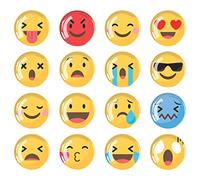 JJ PRIME - 16 Pezzi Calamite Frigorifero Emoji | Calamite Da Frigo | Emoji Magneti Frigo | Calamite Piccole Rotonde | Calamite Per Lavagna Magnetica, Cucina e Scuola (Emoji)