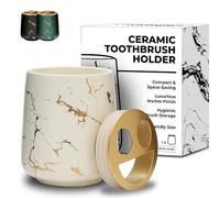 JJ PRIME - Portaspazzolini Da Bagno Ceramica | Aspetto Del Marmo Porta Spazzolini Bagno | Bicchiere Porta Spazzolino Bagno | Porta Spazzolino e Dentifricio Portaspazzolone Organizer Da Bagno (Bianco)