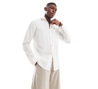 JJ Rebel - Camicia a maniche lunghe bianca in misto lino-Bianco XS