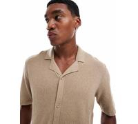 JJ Rebel - Camicia in maglia color crema con colletto a rever-Neutro M