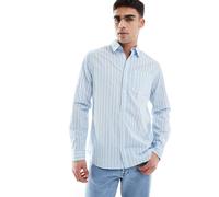 JJ Rebel - Camicia in popeline blu a righe S