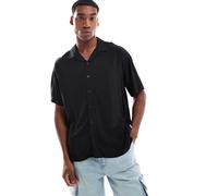 JJ Rebel - Camicia nera con colletto a rever-Nero L