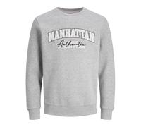 JJ REBEL Jrebnewyork Sweat Crew Neck SN Maglia di Tuta, Grigio (Light Grey Melange), M Uomo