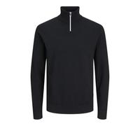 JJ REBEL Knit Half Jrebcallum-Maglia a Mezza Zip, Nero, L Uomo