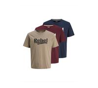 JJ Rebel Maglietta 'JREBRAKIM' blu scuro / talpa / rosso carminio / nero Uomo JJ Rebel L blu scuro / talpa / rosso carminio / nero