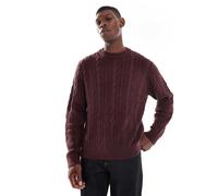 JJ Rebel - Maglione lavorato a trecce bordeaux-Rosso M