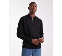 JJ Rebel - Maglione nero stile polo con zip corta L