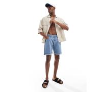 JJ Rebel - Pantaloncini di jeans azzurri con risvolto-Blu S
