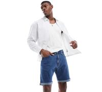 JJ Rebel - Pantaloncini di jeans blu medio con risvolto 2XL