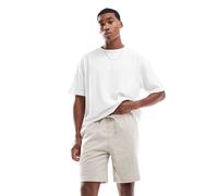 JJ Rebel - Pantaloncini écru in lino con coulisse in vita-Bianco XS