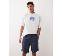 JJ Rebel - Pantaloncini in misto lino blu navy con coulisse 2XL