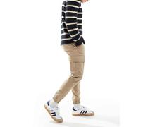 JJ Rebel - Pantaloni cargo beige stretti in fondo-Neutro W36 L32