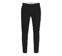 JJ Rebel - Pantaloni cargo neri stretti in fondo-Nero W34 L32