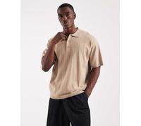 JJ Rebel - Polo in maglia a coste beige-Blu navy S