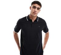 JJ Rebel - Polo in piqué nera con profili a contrasto-Nero S