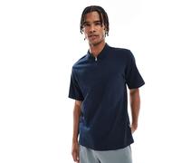 JJ Rebel - Polo navy testurizzata con zip corta-Blu navy XL