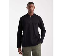 JJ Rebel - Polo nera testurizzata a maniche lunghe-Nero S