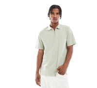 JJ Rebel - Polo verde chiaro testurizzato con zip corta XS