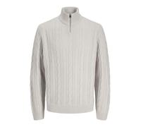JJ Rebel - Maglione in maglia a trecce grigio con zip corta L