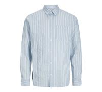 JJ REBEL Stripe Shirt LS Jrebrow-Maglietta a Righe, Blu Chambray, L Uomo