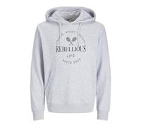 JJ REBEL Sweat Hood Jrebgrant-Felpa con Cappuccio, Melange Bianco, M Uomo