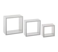 Set di scaffali bianchi a forma di cubo con quadrati di fabbrica, organizzazione moderna, legno resistente