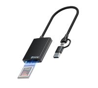 JJC CFexpress - Lettore di schede di tipo B, USB 3.2 Gen2, 10 Gbps, USB C USB A 2 in 1, lettore di schede di memoria esterno portatile in alluminio tipo A, adattatore CFexpress per i-Phone 15,
